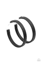 Load image into Gallery viewer, Leather-Clad Legend - Black Leather Hoop Earrings
