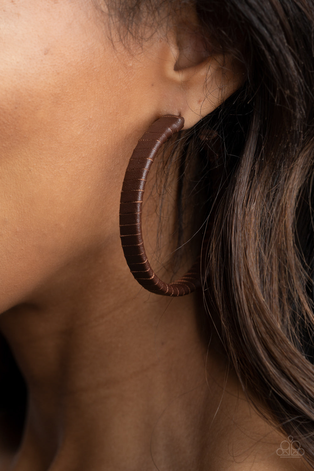 Leather-Clad Legend - Brown Leather Earrings