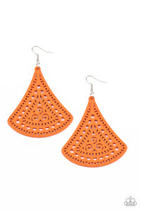 FAN to FAN - Orange Wooden Earrings