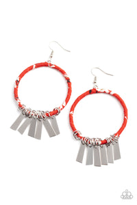 Garden Chimes - Red Bandana Wrapped Earrings