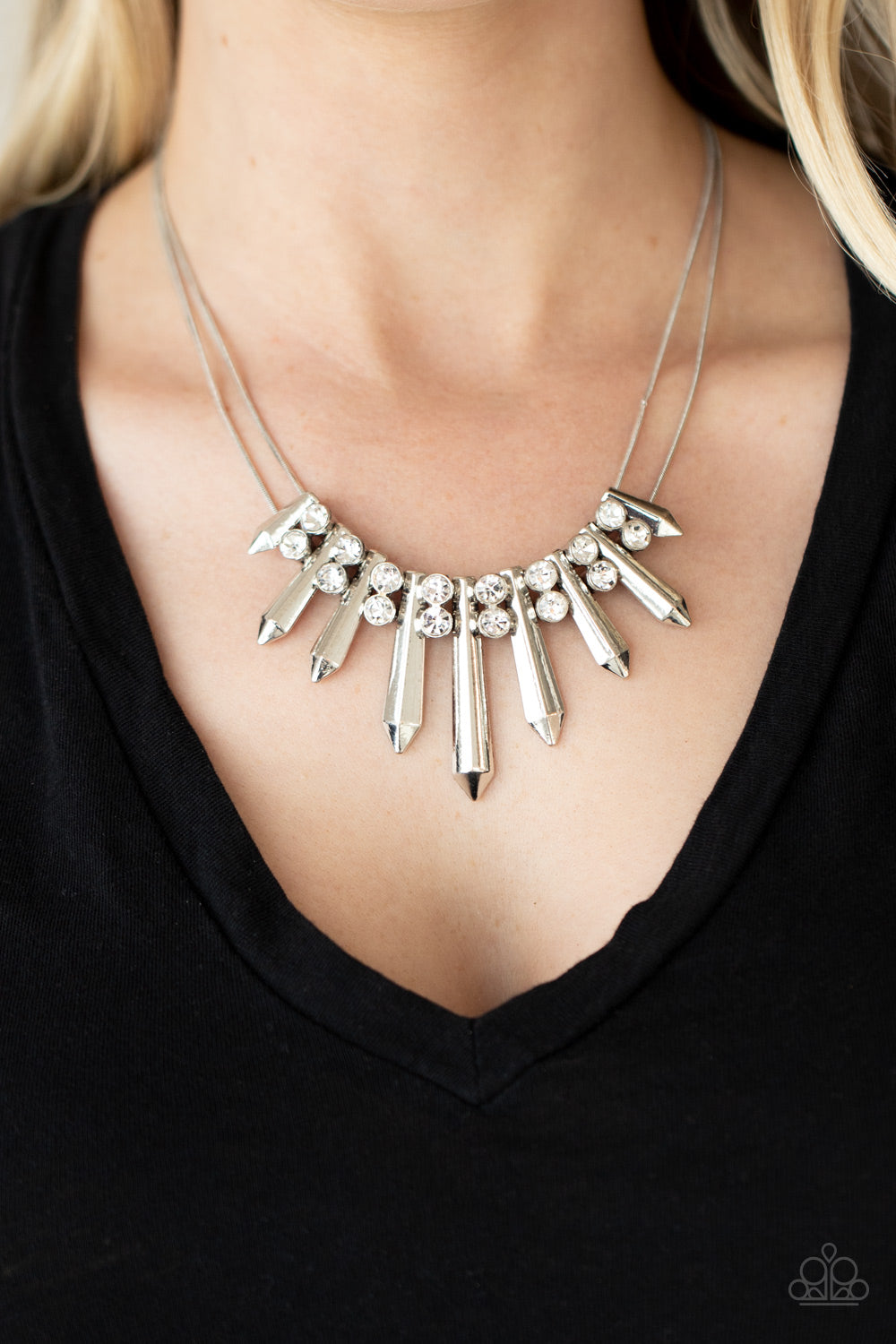 Dangerous Dazzle - White/Silver Necklace