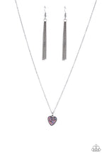 Load image into Gallery viewer, Pitter-Patter, Goes My Heart - Faux Druzy Purple Heart Necklace
