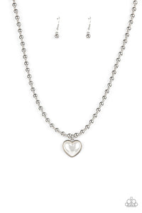 Heart Full of Fancy - White Pearlescent Heart Pendant Necklace