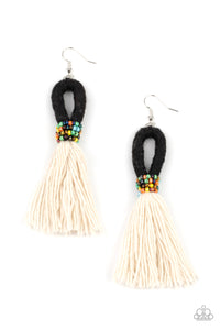 The Dustup - Black Tassel Seed Bead Earrings