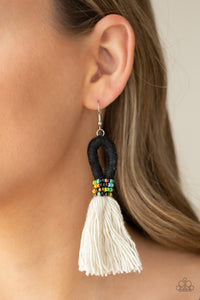 The Dustup - Black Tassel Seed Bead Earrings