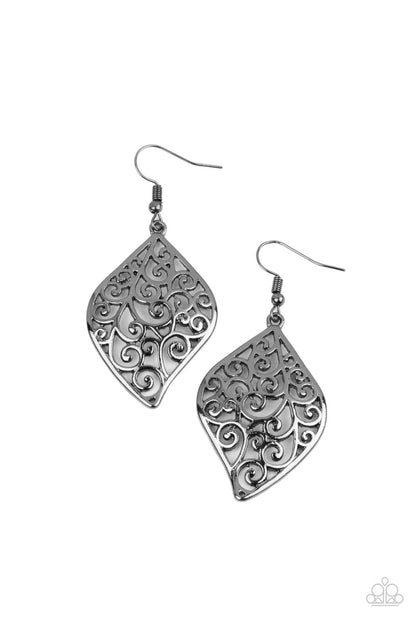 Your Vine Or Mine - Gunmetal Filigree Leaf Earrings