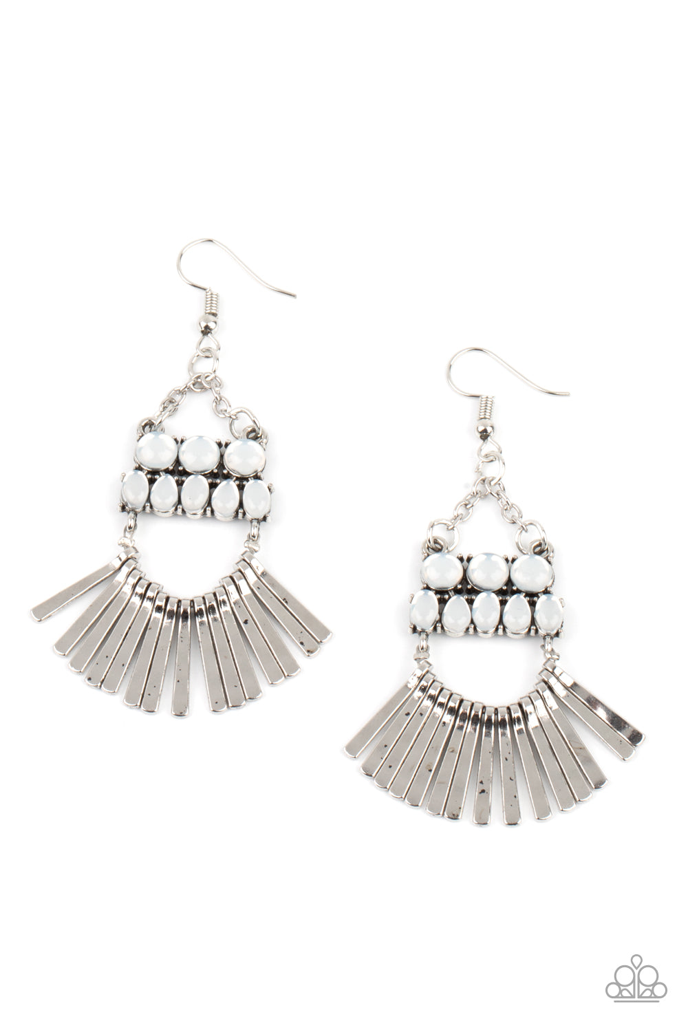 A FLARE For Fierceness - White Opalescent Earrings