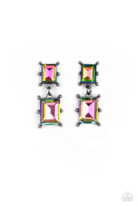 Cosmic Queen - Oil Spill Rhinestone Post-back Earrings