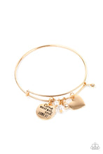 Load image into Gallery viewer, Come What May and Love It - Gold Inspirational Charm Bracelet
