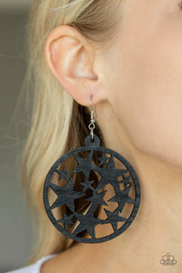 Cosmic Paradise - Black Wooden Earrings