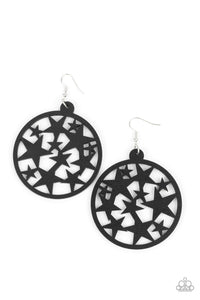 Cosmic Paradise - Black Wooden Earrings