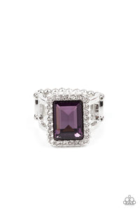 Glamorously Glitzy - Emerald Cut Purple Ring