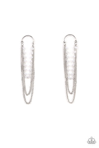 Vintage VIP - Petite White Pearl Silver Chain Earrings