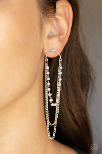 Vintage VIP - Petite White Pearl Silver Chain Earrings