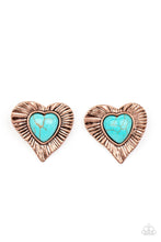 Load image into Gallery viewer, Turquoise Stone Heart Earrings
