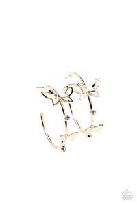 Full Out Flutter - Gold Butterfly Hoop Earrings