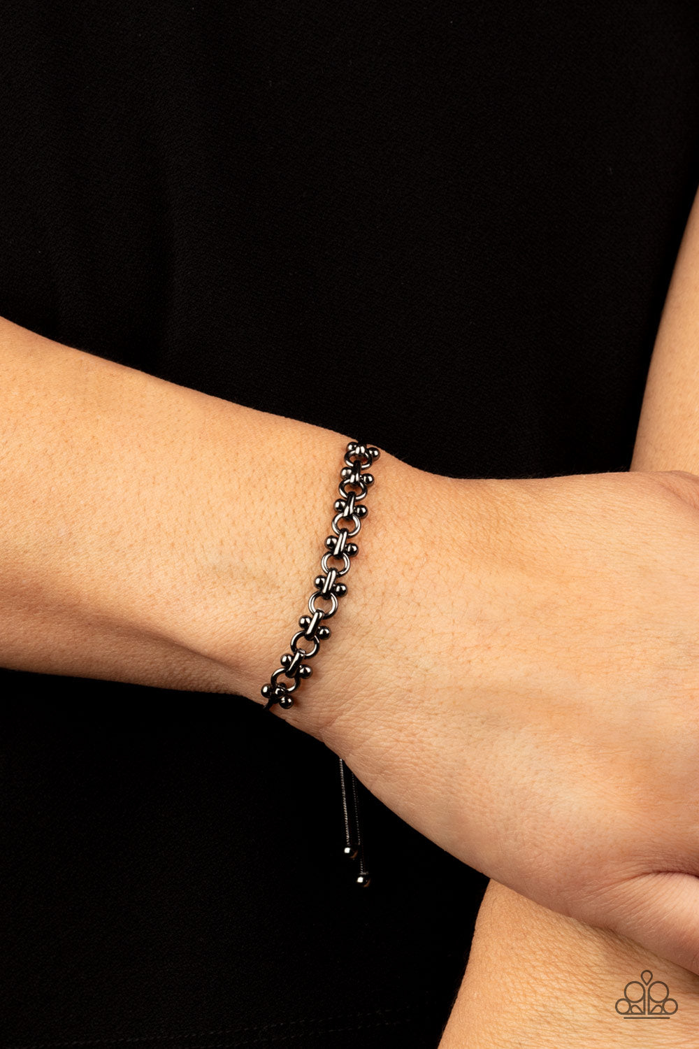 Slide On Over - Black Lariat Bracelet