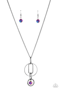 Park Avenue Palace - Gunmetal Necklace with Oil Spill Pendant