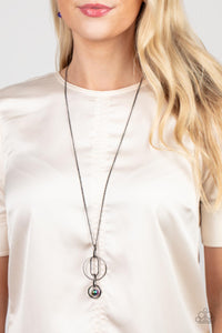 Park Avenue Palace - Gunmetal Necklace with Oil Spill Pendant