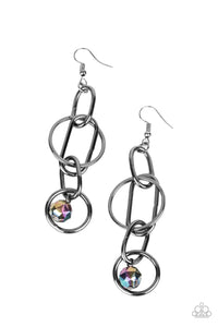 Park Avenue Princess - Gunmetal & Oil Spill Earrings