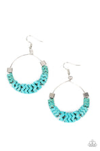 Load image into Gallery viewer, Capriciously Crimped - Faux Turquoise Stone Hoop Earrings
