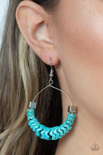 Load image into Gallery viewer, Capriciously Crimped - Faux Turquoise Stone Hoop Earrings
