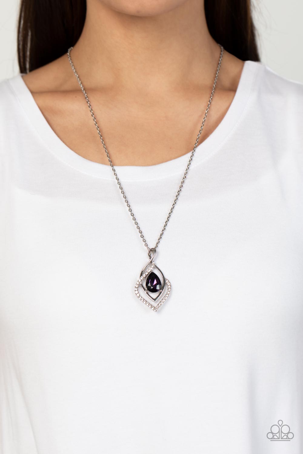 Dauntless Demure - Purple Rhinestone Necklace