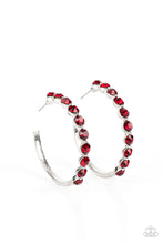 Load image into Gallery viewer, Photo Finish - Red Rhinestone Hoop Earrings
