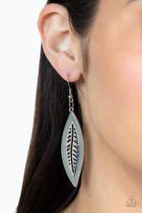 Leather Lagoon - Leather Trim Leaf Earring