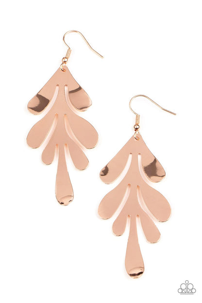 A FROND Farewell - Rose Gold Abstract Leaf Earrings