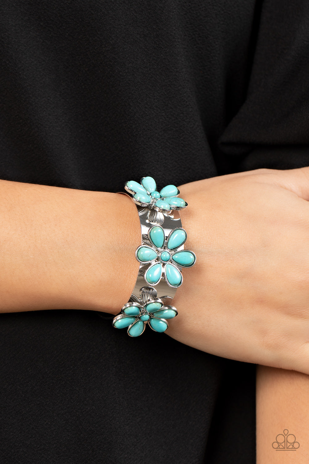 Desert Flower Patch - Turquoise Cuff Bracelet