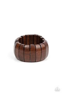 Boardwalk Bonanza - Brown Wooden Stretch Bracelet