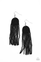 Load image into Gallery viewer, Right as RAINBOW - Black Seed Bead Fringe Earrings
