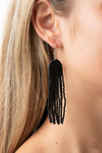 Load image into Gallery viewer, Right as RAINBOW - Black Seed Bead Fringe Earrings
