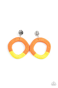 Thats a WRAPAROUND - Orange and Yellow String-wrapped Earrings