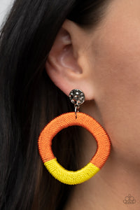 Thats a WRAPAROUND - Orange and Yellow String-wrapped Earrings