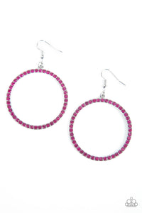 Head-Turning Halo - Large Fuchsia Hoop Earrings