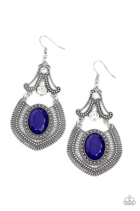 Panama Palace - Blue Fan-style Earrings