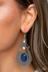 Panama Palace - Blue Fan-style Earrings