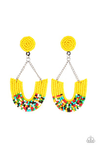 Make it RAINBOW - Yellow Seed Bead Post Back Earrings