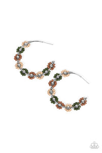 Growth Spurt - Seed Bead Autumn Pantone Flower Hoop Earrings