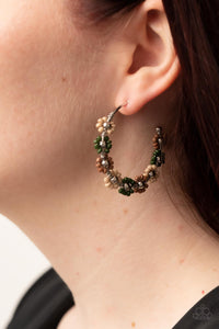 Growth Spurt - Seed Bead Autumn Pantone Flower Hoop Earrings