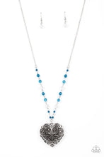 Load image into Gallery viewer, Doting Devotion - Mykonos Blue Filigree Heart Pendant Necklace
