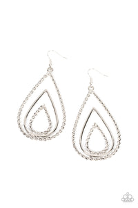 Tastefully Twisty - Silver Teardrop Earrings