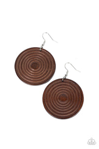 Caribbean Cymbal - Brown Wooden Disk Earrings