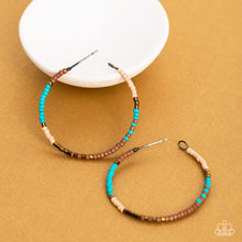 Load image into Gallery viewer, Joshua Tree Tourist - Brass &amp; Turquoise Hoop Earrings
