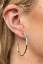 Load image into Gallery viewer, Joshua Tree Tourist - Brass &amp; Turquoise Hoop Earrings
