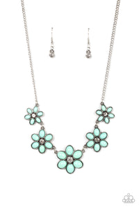 Prairie Party - Pastel Green Flower Necklace