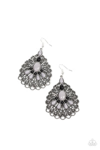 Peacock Prance - Silver Fan Style Earrings