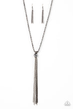 Load image into Gallery viewer, Metallic MESH-Up - Gunmetal Mesh Chain Tassel Necklace
